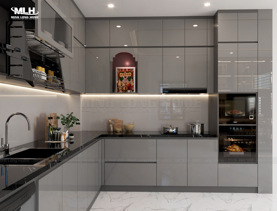 Tủ bếp liền tường là gì? Có nên sử dụng không? Những ưu điểm khi sử dụng tủ bếp liền tường