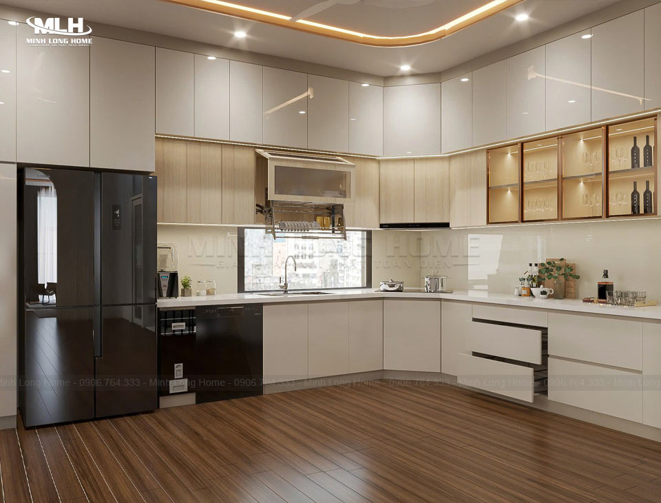 Kinh nghiệm chọn tủ bếp cho căn hộ chung cư hoàn hảo và tối ưu không gian Ưu tiên tủ bếp màu sáng tạo cảm giác rộng rãi cho căn hộ