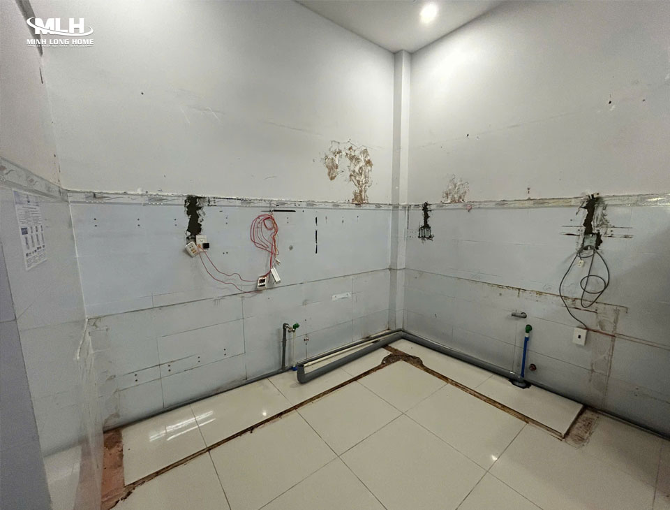 Lưu ý khi lắp đặt tủ bếp gỗ tự nhiên Xử lý mặt bằng trước khi lắp đặt tủ bếp gỗ tự nhiên