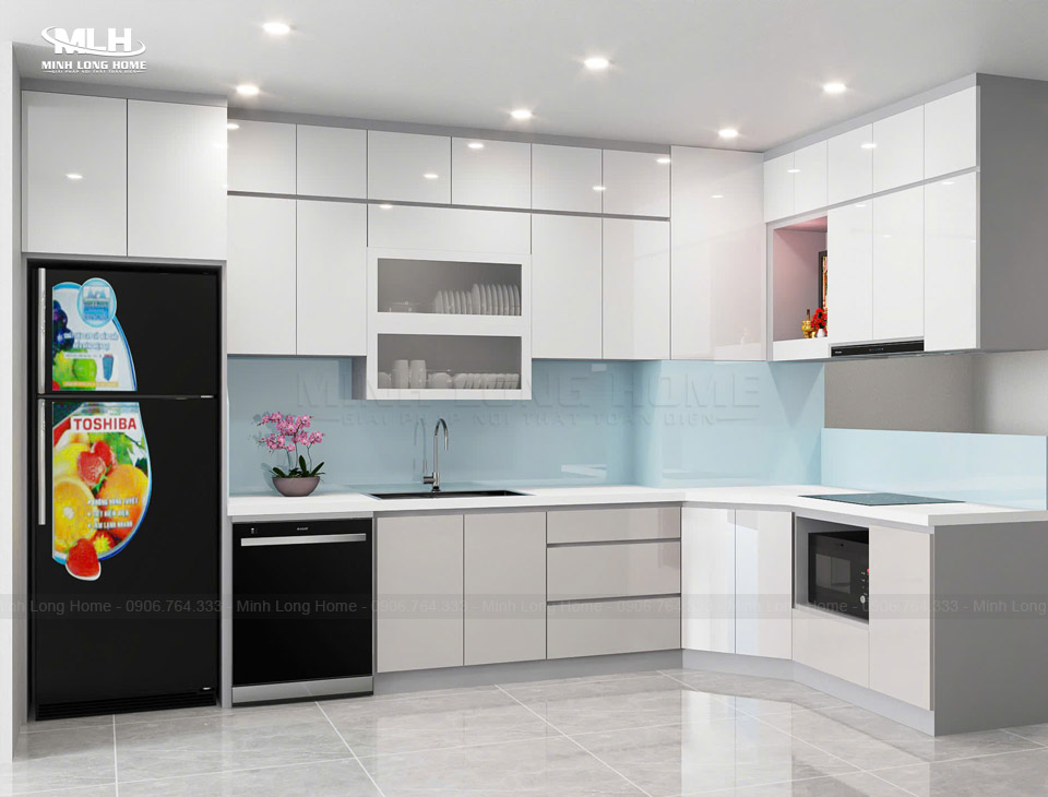 Tủ bếp gỗ công nghiệp là gì? Có bền không? Bề mặt tủ bếp gỗ công nghiệp nhẵn mịn dễ vệ sinh