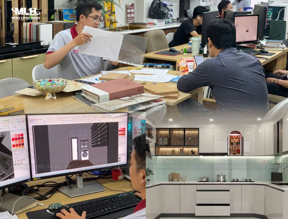 Tủ bếp gỗ công nghiệp là gì? Có bền không? Quy trình chuyên nghiệp từ thiết kế đến thi công tủ bếp gỗ công nghiệp của Tủ Bếp Minh Long