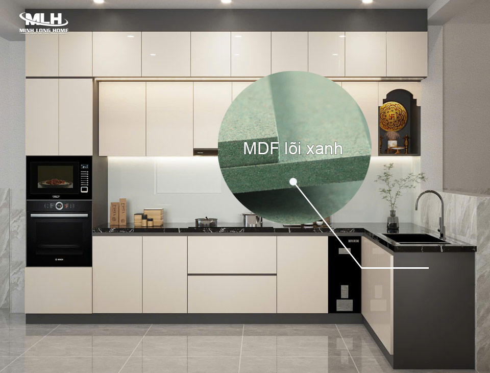Tủ bếp gỗ công nghiệp là gì? Có bền không? Tủ bếp gỗ MDF chống ẩm bền hơn MDF thông thường