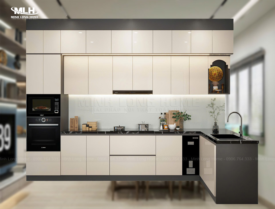 Tủ bếp gỗ công nghiệp phong cách hiện đại Tủ bếp gỗ công nghiệp hiện đại dễ phối cho nhiều thiết kế nội thất