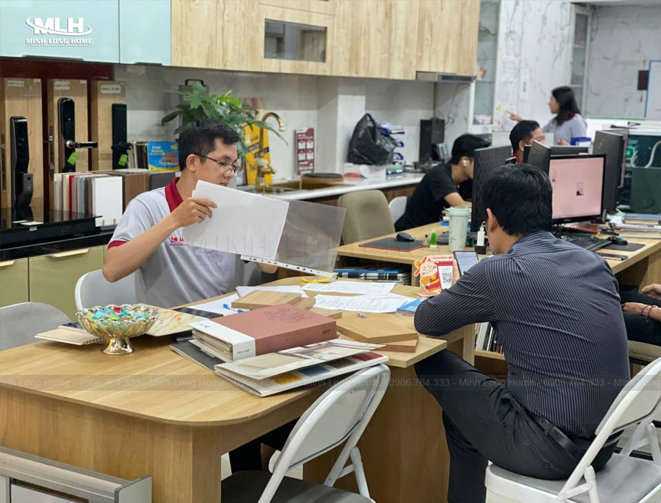 Tủ bếp gỗ công nghiệp phong cách hiện đại Tủ Bếp Minh Long thi công tủ bếp gỗ công nghiệp hiện đại chuyên nghiệp