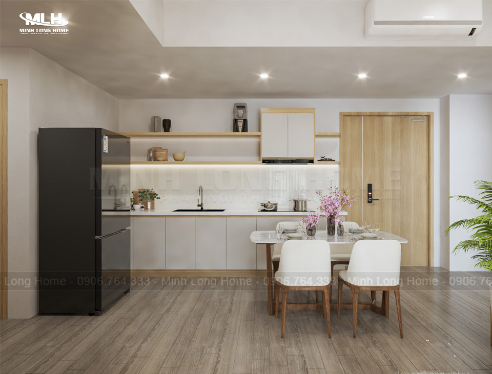 8 Nguyên tắc phối màu tủ bếp đẹp hài hòa với không gian Phối màu tủ bếp tối giản
