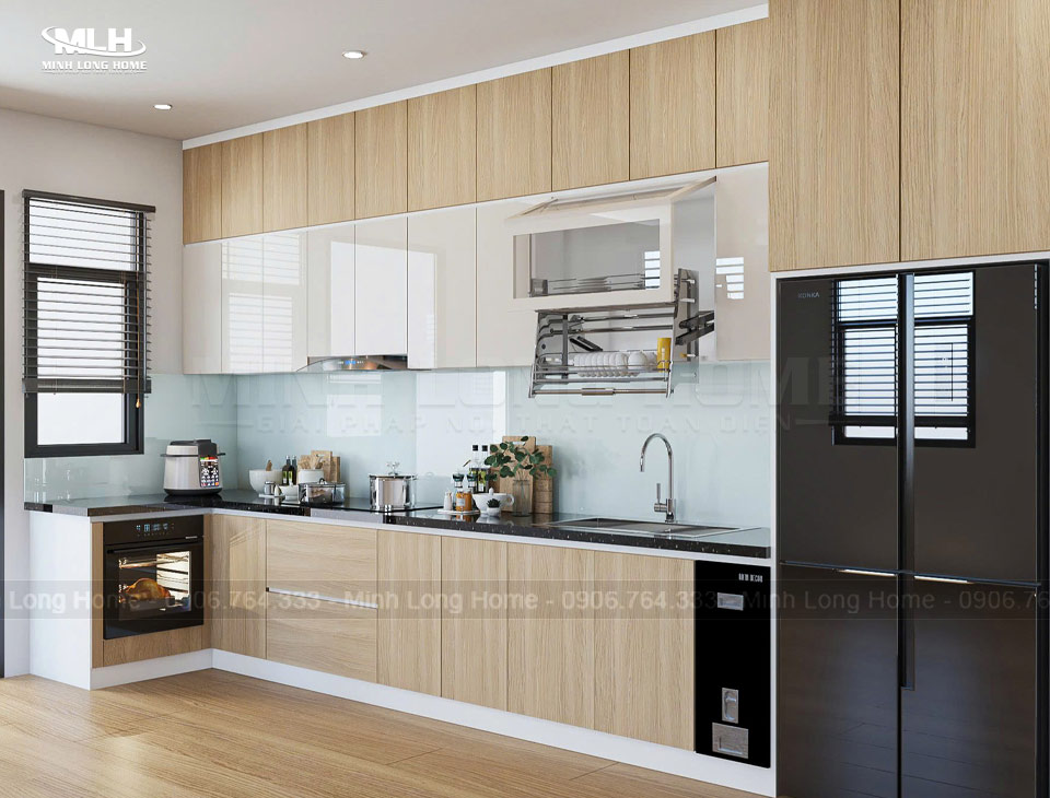 8 Nguyên tắc phối màu tủ bếp đẹp hài hòa với không gian Phối màu tủ bếp với gỗ