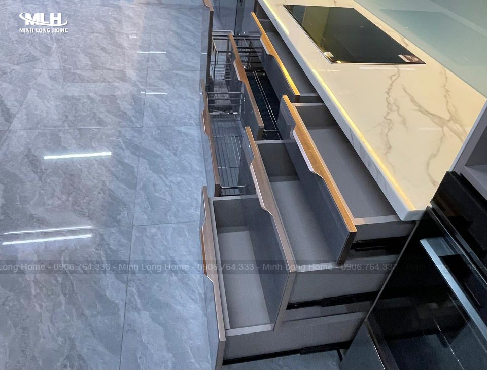 Tủ bếp inox cánh kính Đá bếp phụ kiện tủ bếp inox cánh kính