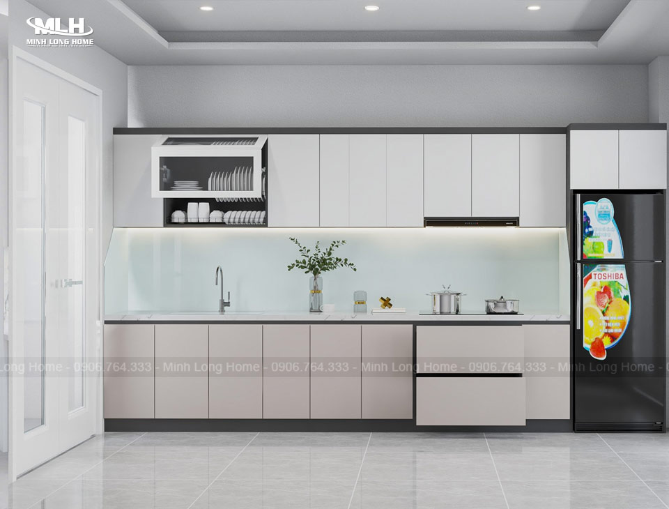 Tủ bếp inox 304: Phân loại và báo giá chi tiết (cánh kính, Acrylic, Melamine…) Tủ bếp inox 304 cánh Melamine