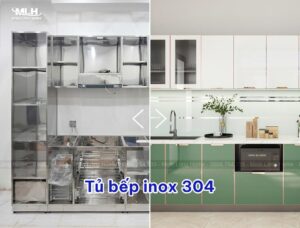 Tủ bếp inox 304: Phân loại và báo giá chi tiết (cánh kính, Acrylic, Melamine…) Tủ bếp inox 304 là gì