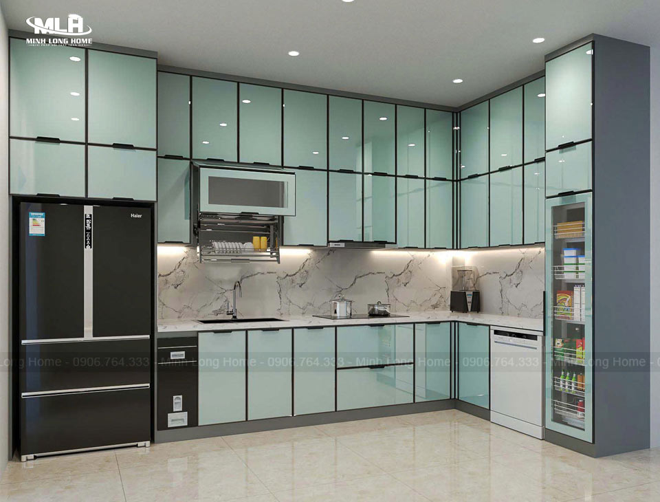Ưu nhược điểm của tủ bếp inox cánh kính Tủ bếp inox cánh kính chống nước