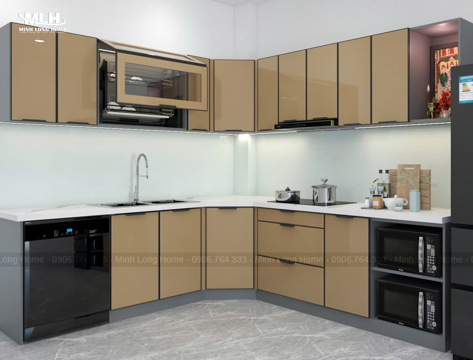 Ưu nhược điểm của tủ bếp inox cánh kính Tủ bếp inox cánh kính có trọng lượng lớn
