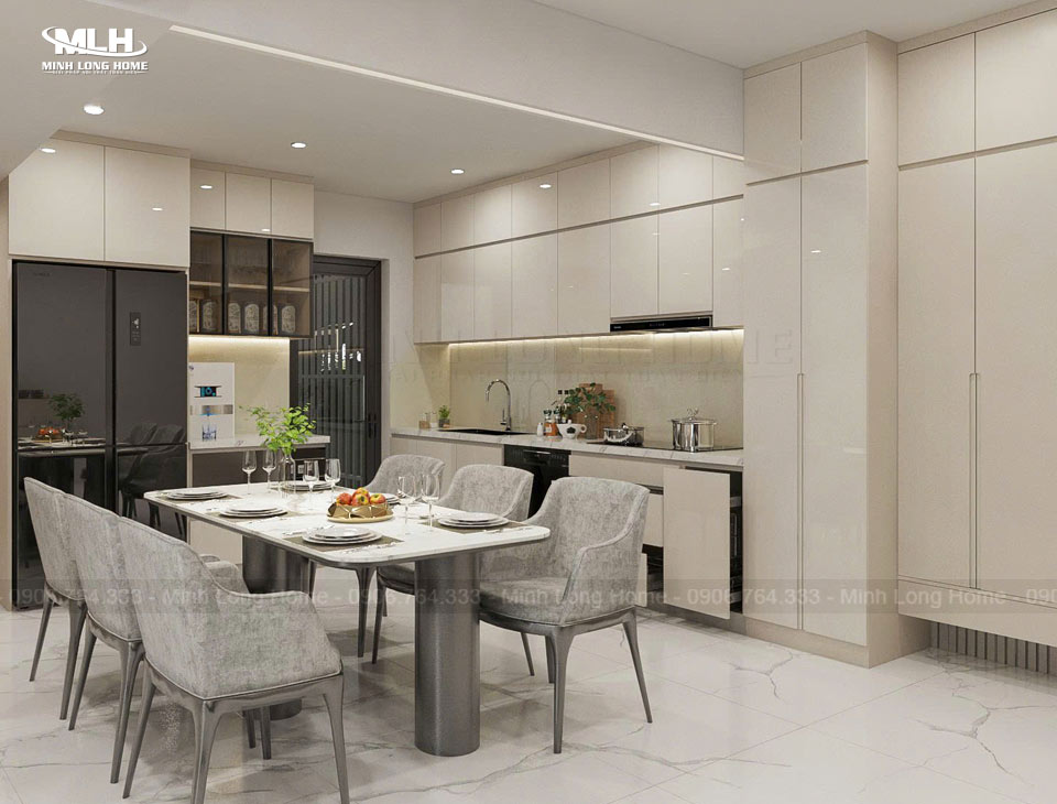 Thiết kế thi công tủ bếp nhựa Acrylic nhà chị Trang Tân Phú Phối cảnh tủ bếp nhựa Acrylic nhà chị Trang Tân Phú 1