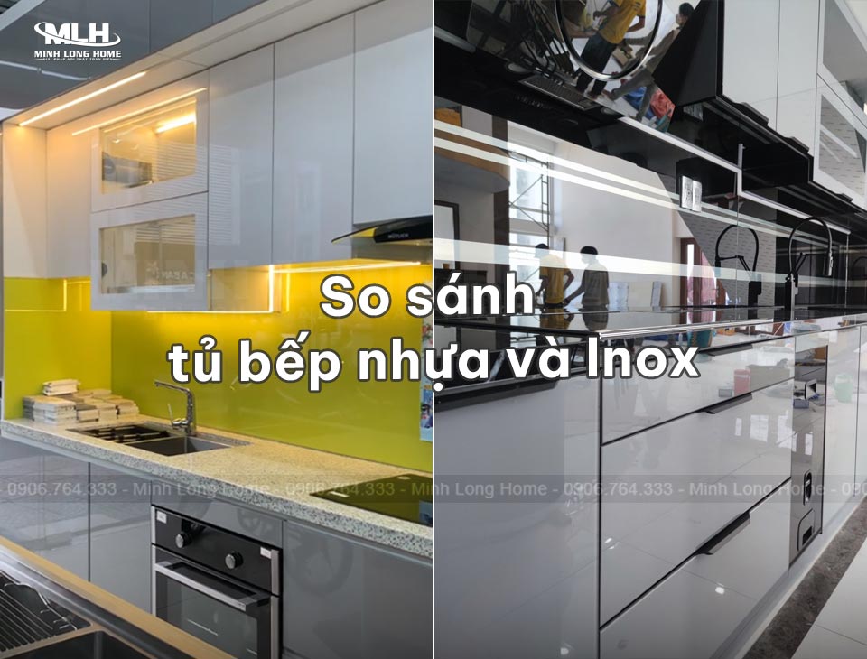 So sánh tủ bếp nhựa và inox