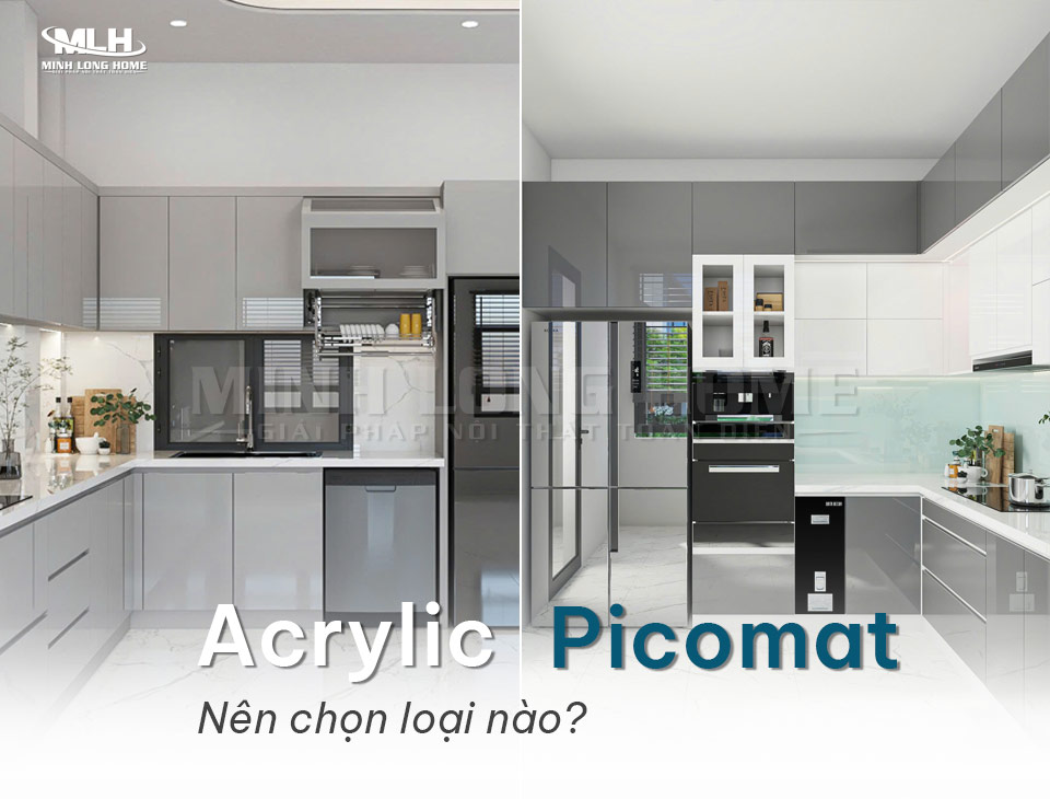 So sánh tủ bếp nhựa Acrylic và Picomat nên chọn loại nào? So sánh tủ bếp nhựa Acrylic và Picomat