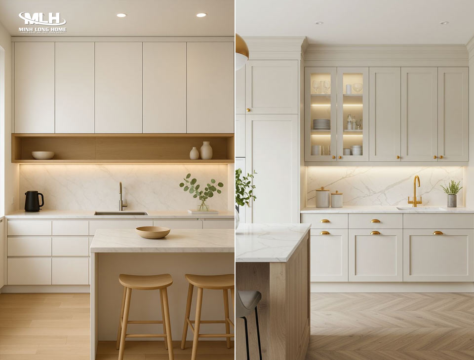 Xu hướng tủ bếp phong cách Bắc Âu màu trắng