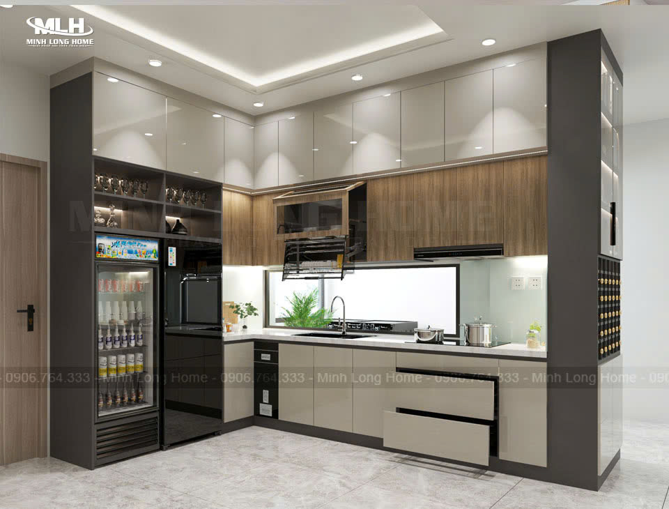 20+ Tủ bếp màu nâu xám (màu Taupe) phù hợp mọi không gian Tủ bếp màu nâu xám phong cách hiện đại