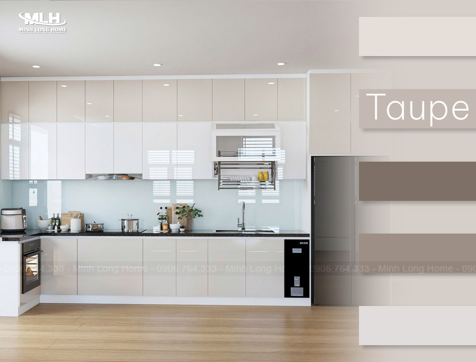 20+ Tủ bếp màu nâu xám (màu Taupe) phù hợp mọi không gian Tủ bếp màu nâu xám