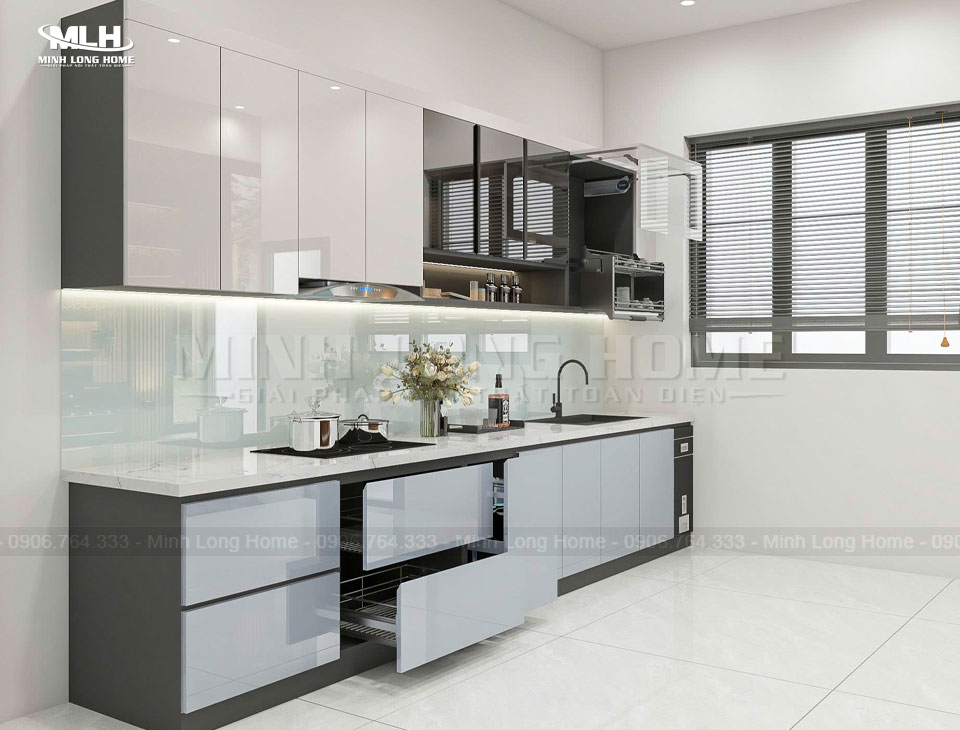 Xu hướng tủ bếp màu xanh pastel