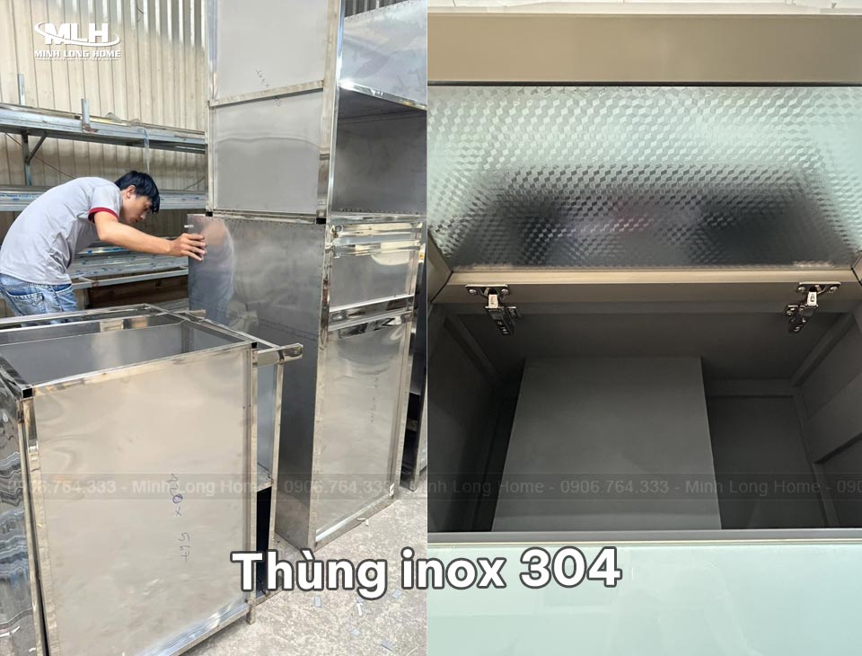 Cấu tạo thùng tủ inox cánh Acrylic
