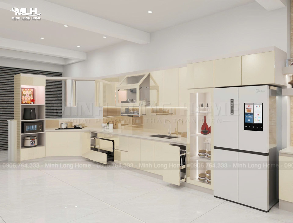 Phối cảnh tủ bếp quầy bar chú Việt hy