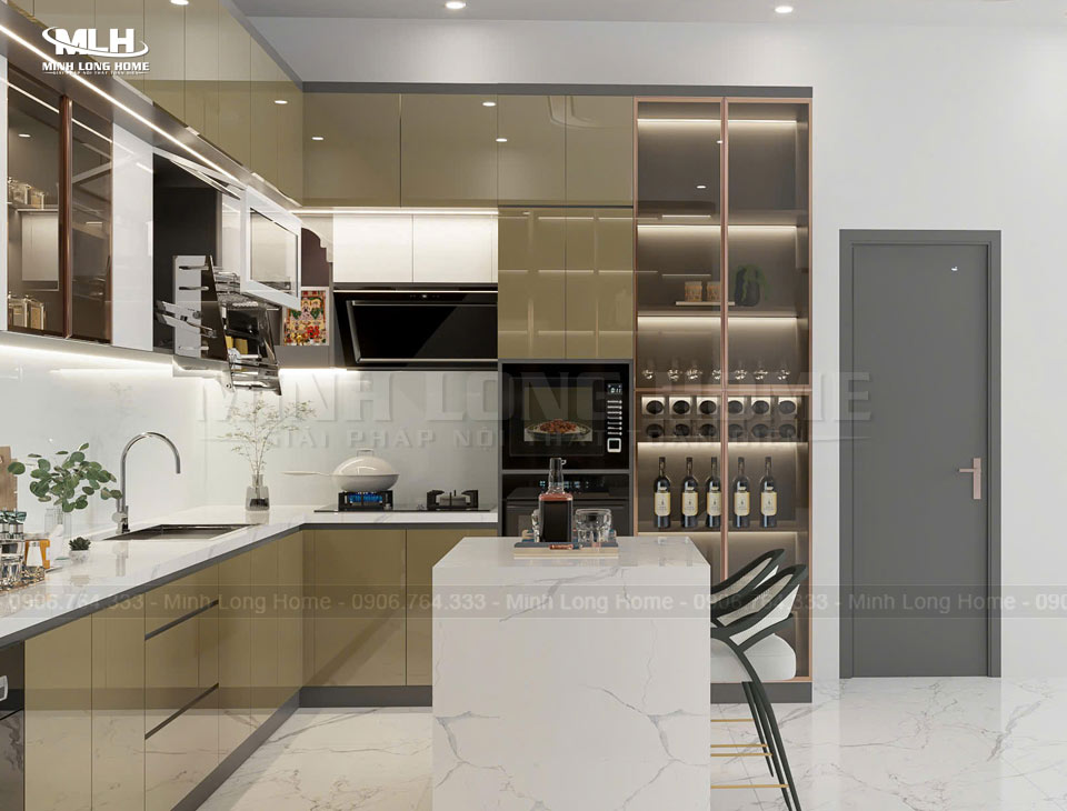 Tủ bếp inox cánh Acrylic