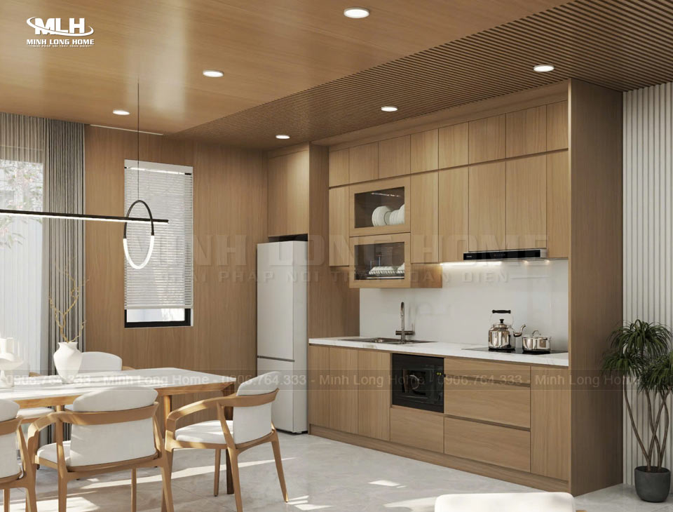 Tủ bếp gỗ công nghiệp là tủ bếp phổ biến nhất tại TPHCM