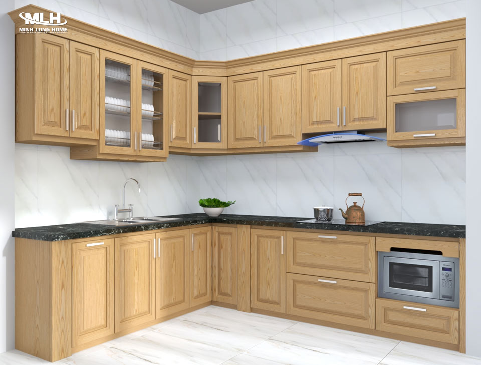 Tủ bếp TPHCM chất liệu gỗ tự nhiên