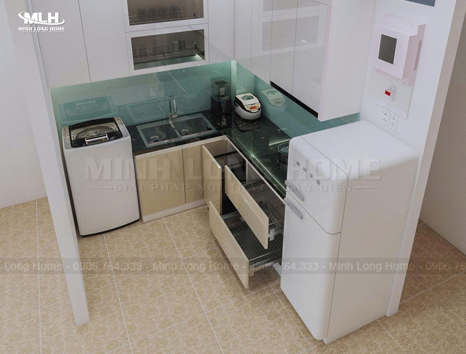 Bố trí tủ bếp dưới khu bếp nấu