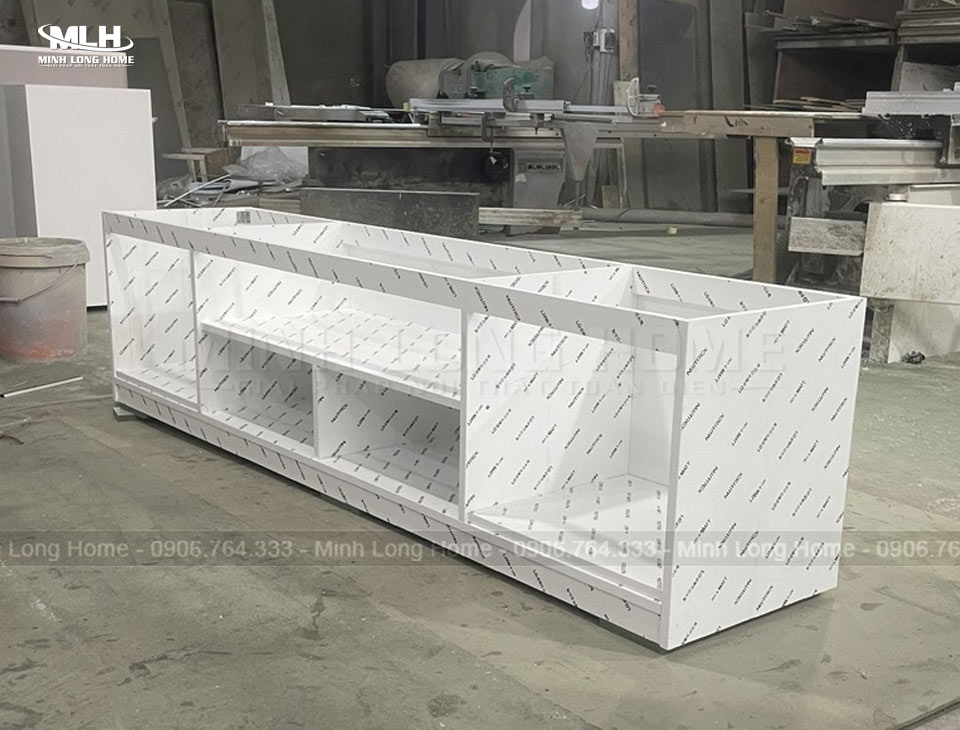 Tủ bếp nhựa Picomat, Pima, An Cường: Phủ Melamine, Acrylic, Laminate và cánh kính Cấu tạo thùng tủ bếp nhựa