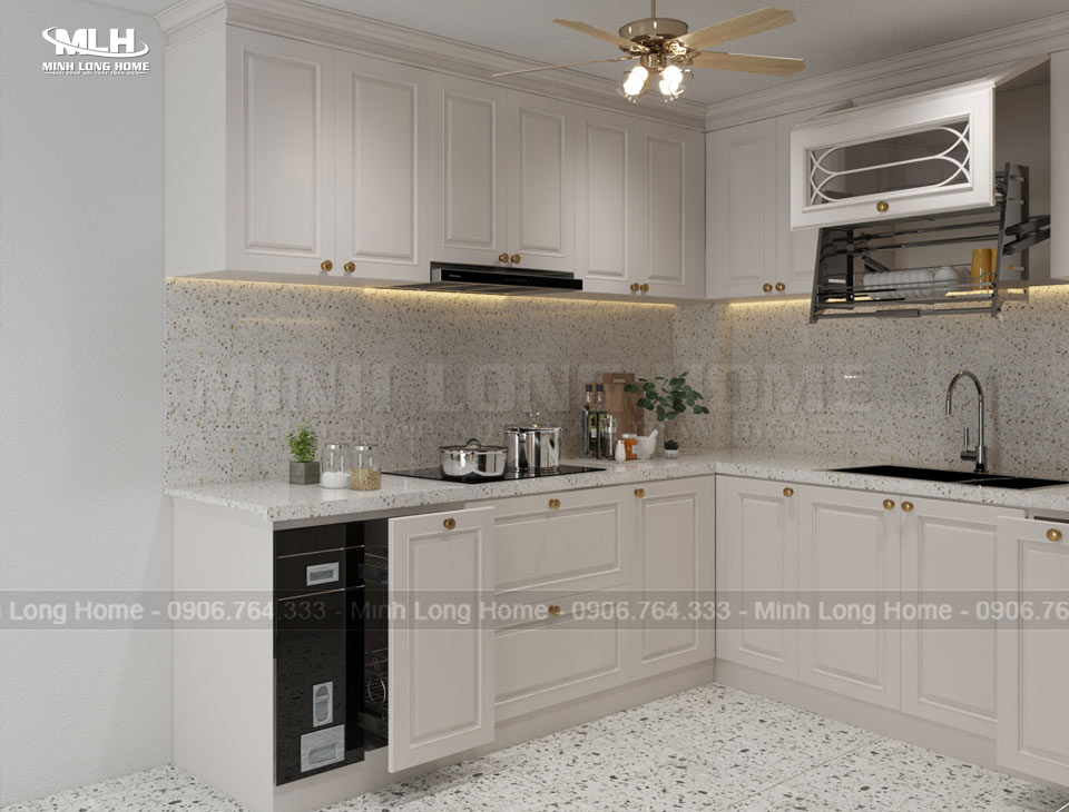 Tủ bếp nhựa Picomat, Pima, An Cường: Phủ Melamine, Acrylic, Laminate và cánh kính Dòng tủ bếp nhựa CNC sơn màu