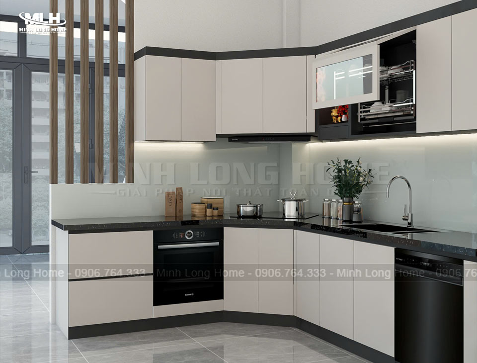 Tủ bếp nhựa Picomat, Pima, An Cường: Phủ Melamine, Acrylic, Laminate và cánh kính Tủ bếp nhựa là gì