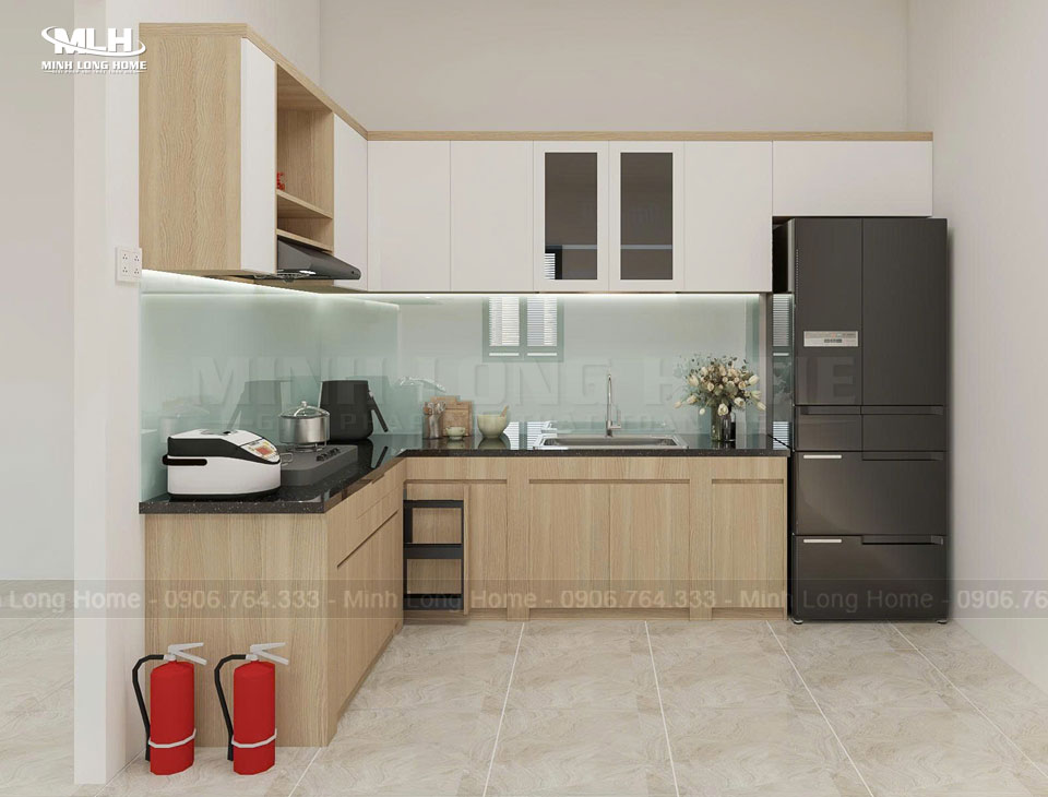 Khung bao cánh gỗ bếp bê tông