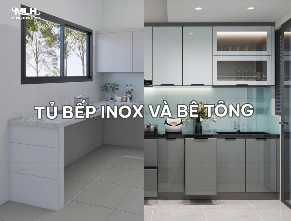 Tủ bếp inox và tủ bếp bê tông
