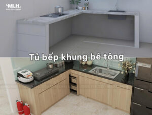 Tủ bếp khung bê tông