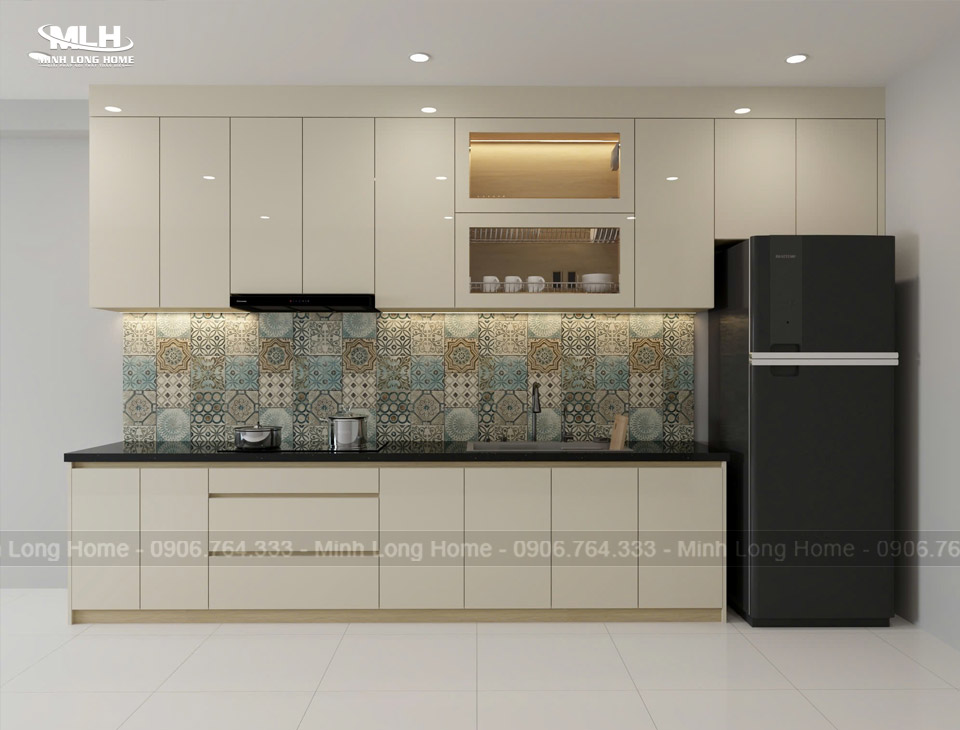 Dự án tủ bếp nhựa Acrylic anh Tường 3D Dự án tủ bếp nhựa Acrylic anh tường