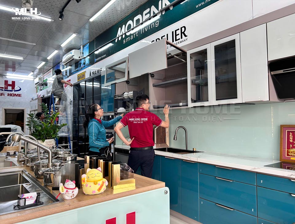 Thi công tủ bếp chữ i dài 3m