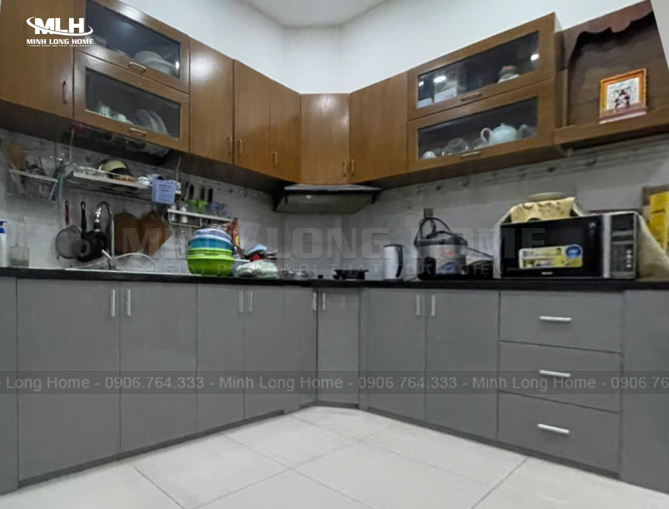 Dự án tủ bếp nhựa Melamine chị Khoa