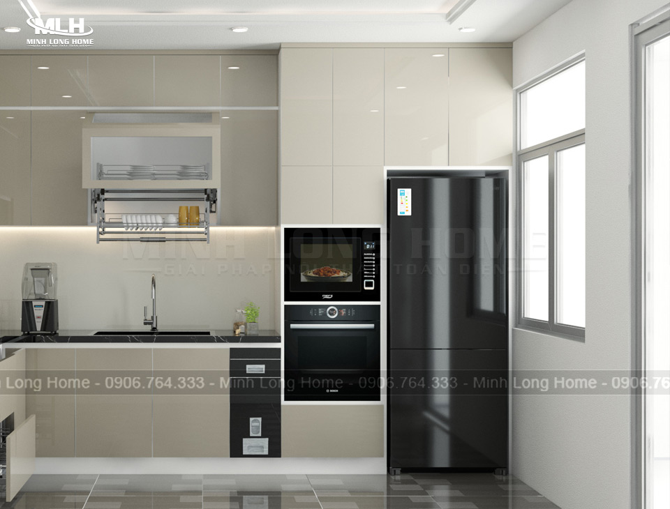 Tủ bếp đứng đa tầng góc bếp