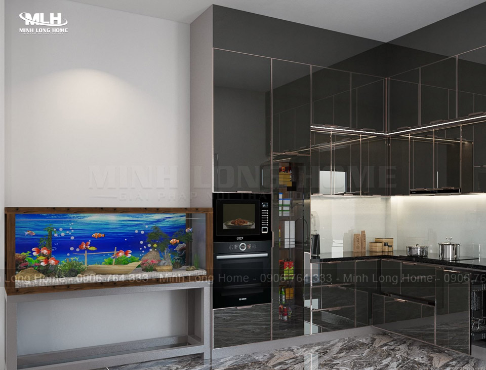 Tủ bếp đứng nhiều tầng và tủ đồ khô