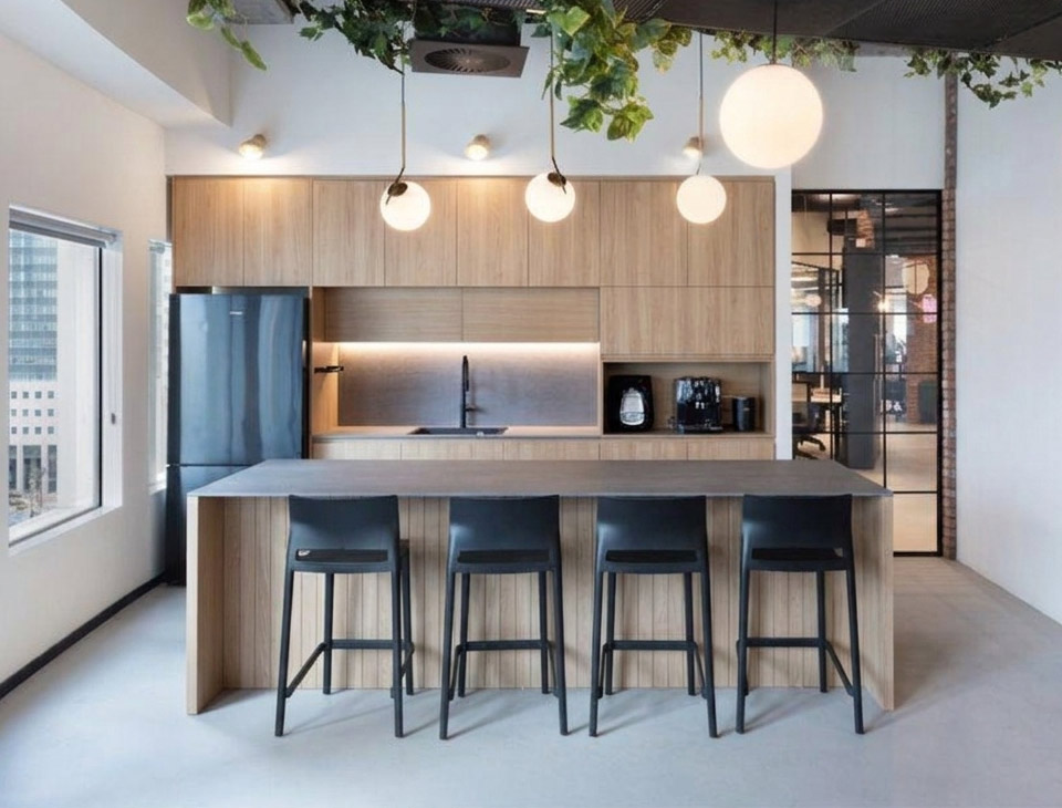 Tủ pantry văn phòng bàn đảo