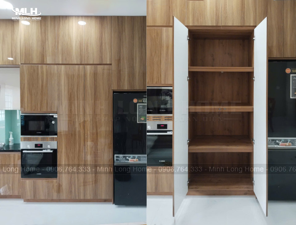 Dự án tủ bếp nhựa Acrylic vân gỗ chị Hạnh Quận 9 Dự án tủ bếp nhựa Acrylic vân gỗ chị Hạnh Quận 9