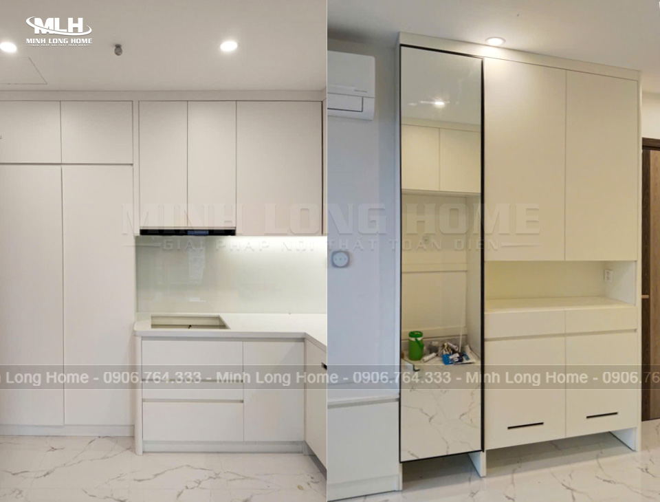 Dự án tủ bếp nhựa Melamine chị Sương HCM
