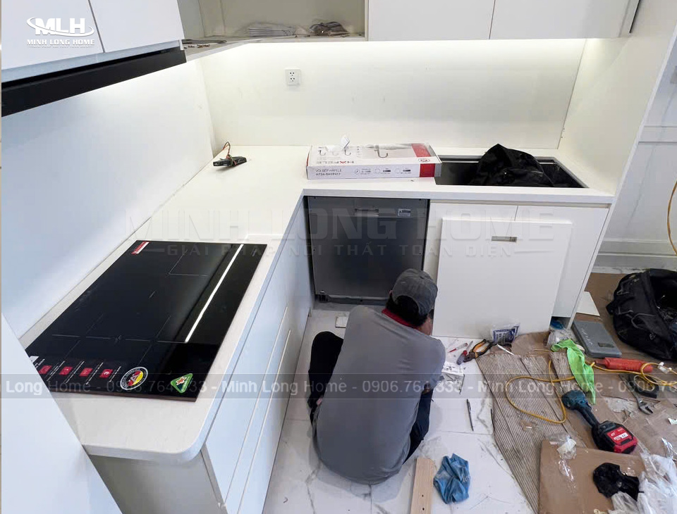 Dự án tủ bếp nhựa Melamine chị Sương HCM