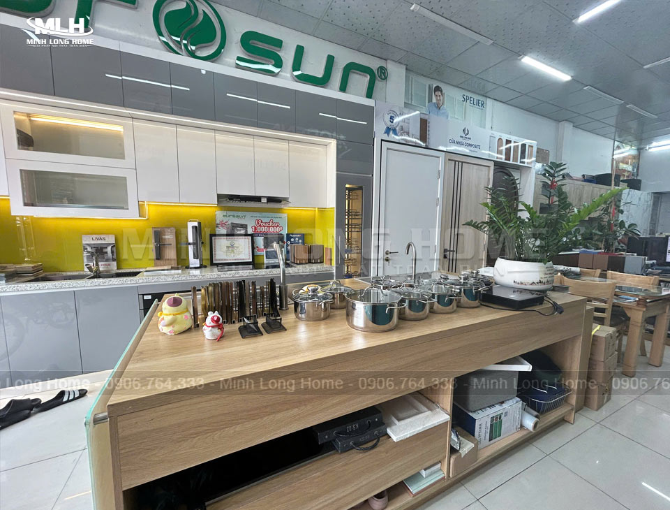Showroom Tủ Bếp Minh Long trưng bày tủ bếp, phụ kiện, thiết bị bếp Showroom trưng bày tủ bếp đảo bếp